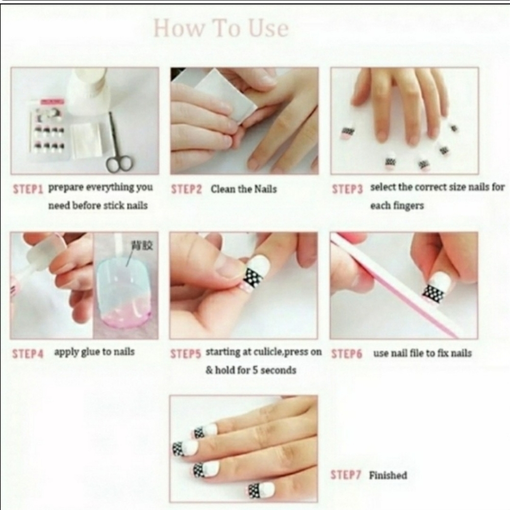 SILVER CHROME MIRROR PRESS ON GLUE ON NAILS 💅 SALON QUALITY GLUE & FILE - Picture 9 of 14